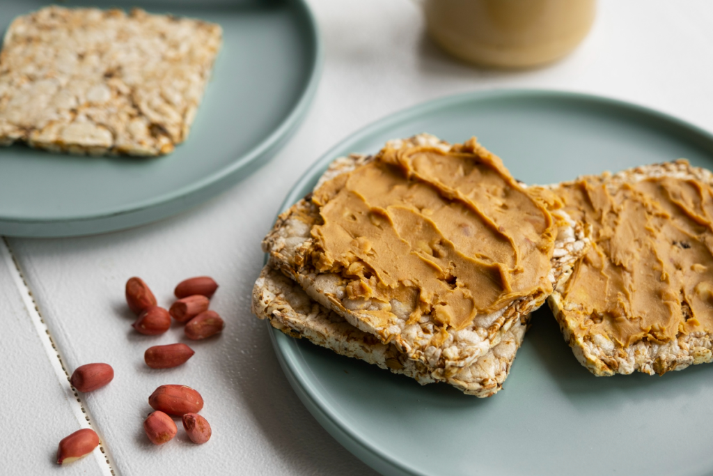 Delicious bread with crunchy peanut butter