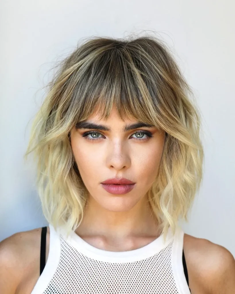 Layered Lob With Short Bangs